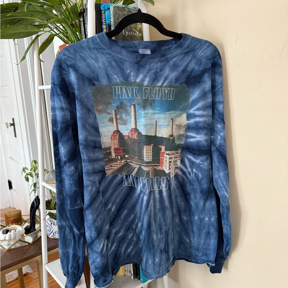 Vintage Blue Tie-Dye Pink Floyd Long Sleeve Shirt